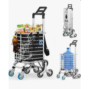 Stairs Climbing Shopping Cart 360° Swivel Wheels Foldable Collapsible & Lightweight, Perfect for Groceries Laundry Utility Cart
