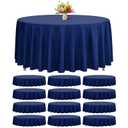 Teruntrue 12 Packs Navy Blue Round Tablecloths 120 inch Round Table Cloth, Washable Polyester Fabric for Wedding Parties Banquet Holiday Dinner Table Decorative, Navy Blue
