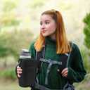 for Owala FreeSip Insulated Stainless Steel Water Bottle Cup Holder Cover Carrier Sling Bag with Strap, Pouch Pocket for Phone/Accessories, add Handle for Owala 32oz (Black, M)