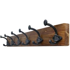 WEBI Rustic Coat Rack Wall Mount,24" Long 6 Cast Iron Coat Hooks Wall Mounted,Heavy Duty Farmhouse Wood Coat Hanger Wall Antique Vintage Hooks for Hanging Jacket,Clothes,Backpack,Weathered Brown