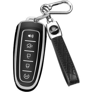 QBUC for Ford Key fob Cover,Soft TPU Car Key Case Protector with Keychain Compatible with Ford C-Max Edge Escape Expedition Explorer Flex Focus Taurus Lincoln MKS MKT MKX Navigator Accessories (Black)