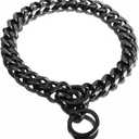 Black Dog Chain Collars Strong Stainless Steel Metal Slip Collar 11mm/15mm/19mm Wide Chew Proof Training Walking Collar for Large, Medium Small Dogs (19MM, 16inches) (16inch (Fits dogs neck 12in-14in))