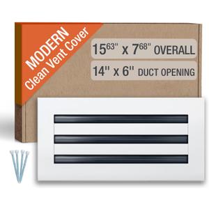 FA-STAR Clean Modern AC Vent Cover 14 x 6 (Duct Opening Cutout) - Decorative White Air Vent - Standard Linear Slot Diffuser - Register Grille for Ceiling, Walls & Floors - All Aluminium