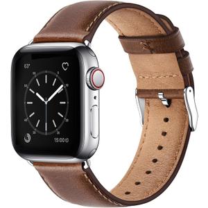 SUNFWR Leather Bands Compatible with Apple Watch Band 41mm 40mm 38mm 42mm(series 11 10) for Men Women, Top Grain Genuine Leather Replacement Strap for iWatch SE 3 2 1, Series 11 10 9 8 7 6 5 4 3 2 1 9 8 7 6 5 4 3 2 1