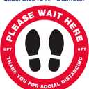 5 x Avery"Please Wait Here" Red Social Distancing Floor Decals, 10.5" Diameter, 5 Removable Decals (83090)