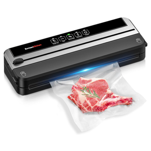 Bonsenkitchen Vacuum Sealer Machine, Builtin Cutter | Multifunctional Food Sealer for Sous Vide & Meal Prep, 5 PreCut Bags, SilverBlack