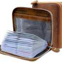 Credit Card Holder Wallet Large Leather Passport Case 42 Card Slots (Crazy Horse Leather - Coffee)