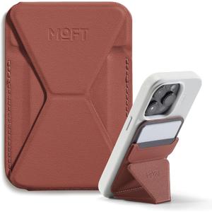 MOFT Magnetic Wallet Stand Compatible with iPhone 17/16/15/14/13/12 Series, Angle Adjustment & Magsafe Compatible MOVAS Phone Stand,Sienna Brown