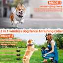 Wireless Dog Fence & Remote Training Collar Combo, Adjustable Electric Dog Fence System with Beep/Vibration/Static Correction, Rechargeable Waterproof Receiver