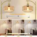 Vintage Floor Lamps for Living Room Glass Floor Lamp with Remote Control & 3 Color Temperature,Dimmable Floor Lamp Gold Mid Century Modern Standing Lamp Brass Tall Pink Floor Lamps for Bedroom Corner