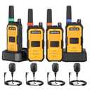 Retevis RB48A Industrial Walkie Talkies with Speaker Mic, IP67 Waterproof Noise Reduction 2 Way Radios Long Range, Oversized Front PTT, Antenna ID Rings, 1000 mW Speaker, 23-Hour Battery(4 Pack)