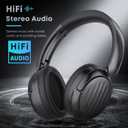 Bluetooth Headphones with Active Noise Cancelling (ANC), Wireless Over Ear Bluetooth Headsets with 35H Playtime, HiFi Stereo Foldable Headphones with Foam Ear Cups for Sports, Travel, Black