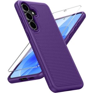 FNTCASE for Samsung Galaxy S25 FE Case: Shockproof Protective Lightweight with Screen Protector Duty Rugged Cell Phone Cover Non Slip | Military Grade Drop Protection for S25FE (Purple, 6.7inches)