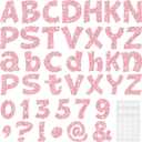 Colarr 216 Pcs Glitter Bulletin Board Letters for Classroom Numbers Alphabet 4 Inch Poster Board Letters with Adhesive Dots Punctuation Symbols Cutout Bulletin Display School Decor(Pink)