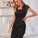 GRACE KARIN Cocktail Dress for Women Cap Sleeve Lace Dress for Wedding Guest Business Casual Dresses (Black, S)