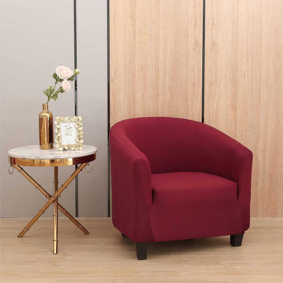 Club Chair Cover, High Stretch Tub Chair Cover, Universal Spandex Pattern Armchair Sofa Cover Cover Couch Slipcover for Living Room Club Bar Counter (Wine)