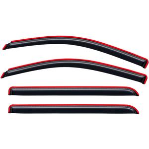 in-Channel Rain Guards for 2014-2018 Chevy Silverado/GMC Sierra 1500 Crew Cab ONLY, Window Visor Shields Vent Deflector Shade Wind Dark Smoke for 15-19 Silverado/Sierra 2500HD 3500HD, Tape on, 4PCS