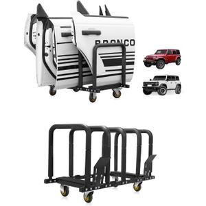 Door Hanger Storage Rack Bracket Holder Compatible with 2007-2024 Jeep Wrangler JK JL Gladiator JT and Compatible with 2021-2024 Ford Bronco Movable Stand Rack Sliding for 2/4 Door (Black)