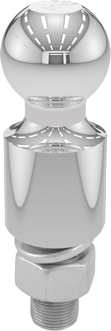 CURT 40034 Chrome Trailer Hitch Ball, 6,000 lbs, 2-Inch Rise, 2-Inch Diameter, 1 x 2-1/8-Inch Shank