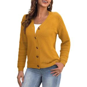 REDHOTYPE Women's Cardigans Sweater Casual Long Sleeve Open Front Cardigan Button Down Knit Chunky Outwear Coats M