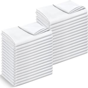 30 Pack Twin Flat Sheets Bulk Soft Microfiber Massage Spa Bed Sheet Dust Poof Cover for Hospital Hotel Airbab Dorm Home Windows Curtain(White,Twin)