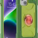 MARKILL Compatible with iPhone 14 Plus Case 6.7 Inch with 360 Degree Rotate Ring Stand, Military Grade Drop Protection Full Body Rugged Heavy Duty Protective Cover for iPhone 14 Plus. (Avocado)
