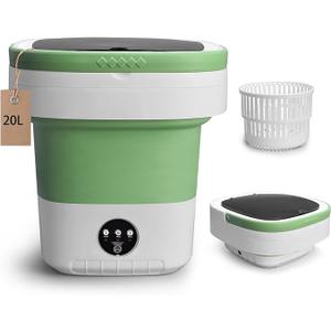 Portable Mini Washing Machine, 20L Upgraded Foldable Washer with Spin Basket, 3 Modes Deep Cleaning for Baby Clothes, Underwear & Socks, Perfect for Apartment, Dorm, Hotel, Travel & Camping
