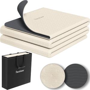 Readaeer Foldable Yoga Mat for Travel Folding Yoga Mat 6mm Thick with Carrying Bag, Non-Slip TPE Exercise Pilates Mat for 72" L x 24" W x 0.24 Inch