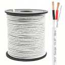 18/2 Shielded Wire 50FT CL3P Jacket Pure Copper Wire, Spool 18 Gauge 2 Conductor Stranded Plenum Cable for Security Alarm Access Control Sound