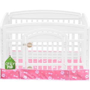 Dog Playpen Bottom Pad Fits for 36 Inch 4 Panels Exercise Pet Playpen, Dog Crate Pad Puppy Playpen Pad, Hoop and Loop Design (Note: Playpen Not Included) -Pink