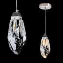 Brushed Nickel Crystal Pendant Light with Prism K9 Crystals, Modern LED Kitchen Island Hanging Light Fixture Adjustable Single Pendant Chandelier for Dining Room, Bedroom, Bathroom, Bar