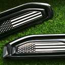 Pair Custom USA Flag Driver Side Vent Right Left 3D Badge Emblems Replacement for 19-24 GMC Sierra 3.0 Duramax 5.3L 6.2L V8 1500 GM (Black White)