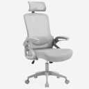 Fizzin Office Chair, Ergonomic Office Chair with Adjustable Headrest Lumbar Support Computer Chair, 400 lbs Desk Chair Comfy with Flip-up Armrests - Gaming Chairs for Adults Home Office (Gray)