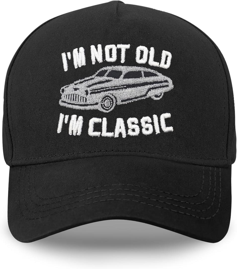 Retirement Hats for Dad, Retirement Gifts for Men, I'm Not Old I'm Classic Embroidered Adjustable Baseball Cap Black