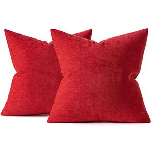Pack of 2 Red Decorative Pillow Covers 18x18 In
Decorative Pillow Covers 18x18 Inch Soft Chenille Couch Spring Throw Pillows Farmhouse Cushion Covers for Home Decor Sofa Bedroom Living Room