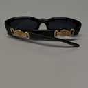 BUTABY Rectangle Sunglasses for Women Retro Driving Glasses 90s Vintage Fashion Irregular Frame UV400 Protection (Black Frame Grey Lens)