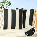 Allorry Outdoor Pillow Covers 18x18 Set of 2 Black Striped Decoration Throw Pillow Covers for Spring Summer Outdoor Waterproof Garden Patio Furniture Sofa Bed Home Decor JB007-A18