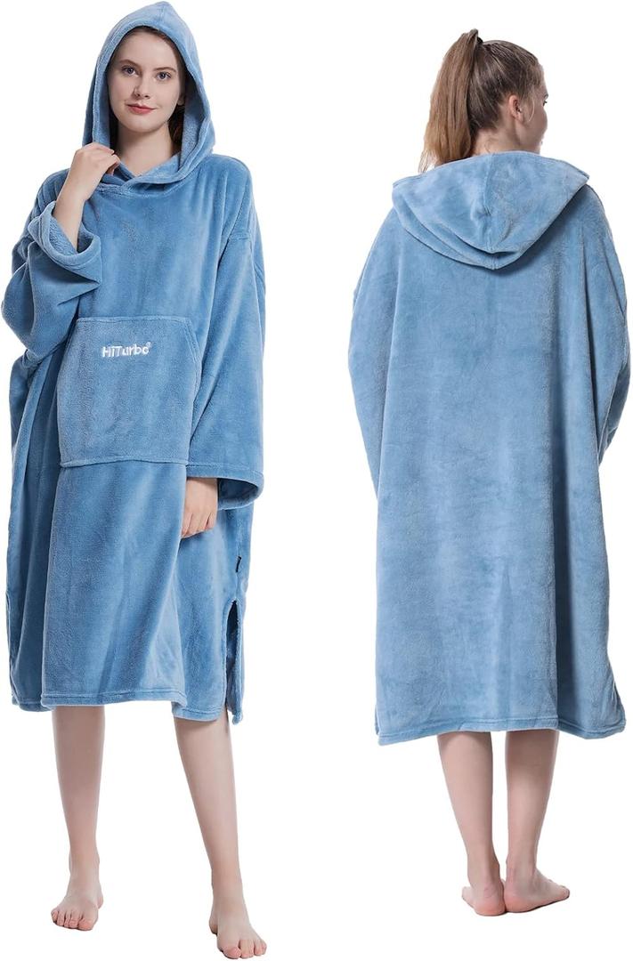 Hiturbo Surf Poncho Changing Towel Hoodie: Oversized Soft Hooded Beach Towel - Plush Swimwear Wetsuit for Pool Bath Swimming