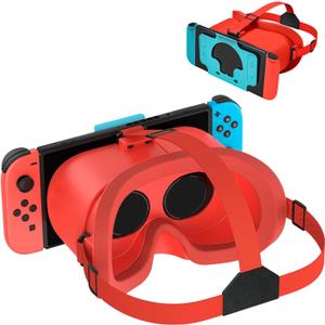 Upgraded VR Headset for Nintendo Switch & Switch OLED Model, Switch Virtual Reality Glasses with Adjustable HD Lenses and Comfortable Head Strap, 3D Goggles for Switch Accessories (Orange& Blue)
