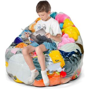 Clear Stuffed Animal Chair Storage Bean Bag Chair Cover  Extra Large 150L Toy Organizer for Kids, Waterproof Easy-Clean Plush Toy Holder Seat (Cover Only, No Filler Included)
