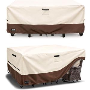 Outdoor Furniture Covers Waterproof for Patio Furniture Set, Heavy Duty 600D Table Cover for Dining Set, Sofa & Chair Outdoor Couch Cover Patio Furniture Covers 111L x 74W x 28H inch Beige