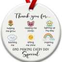 Teacher Appreciation Ornament, Ceramic Christmas Ornaments, School Decor for Christmas Tree, Cute Thank You Gifts for Teacher from Students, Kindergarten Christmas Ornament