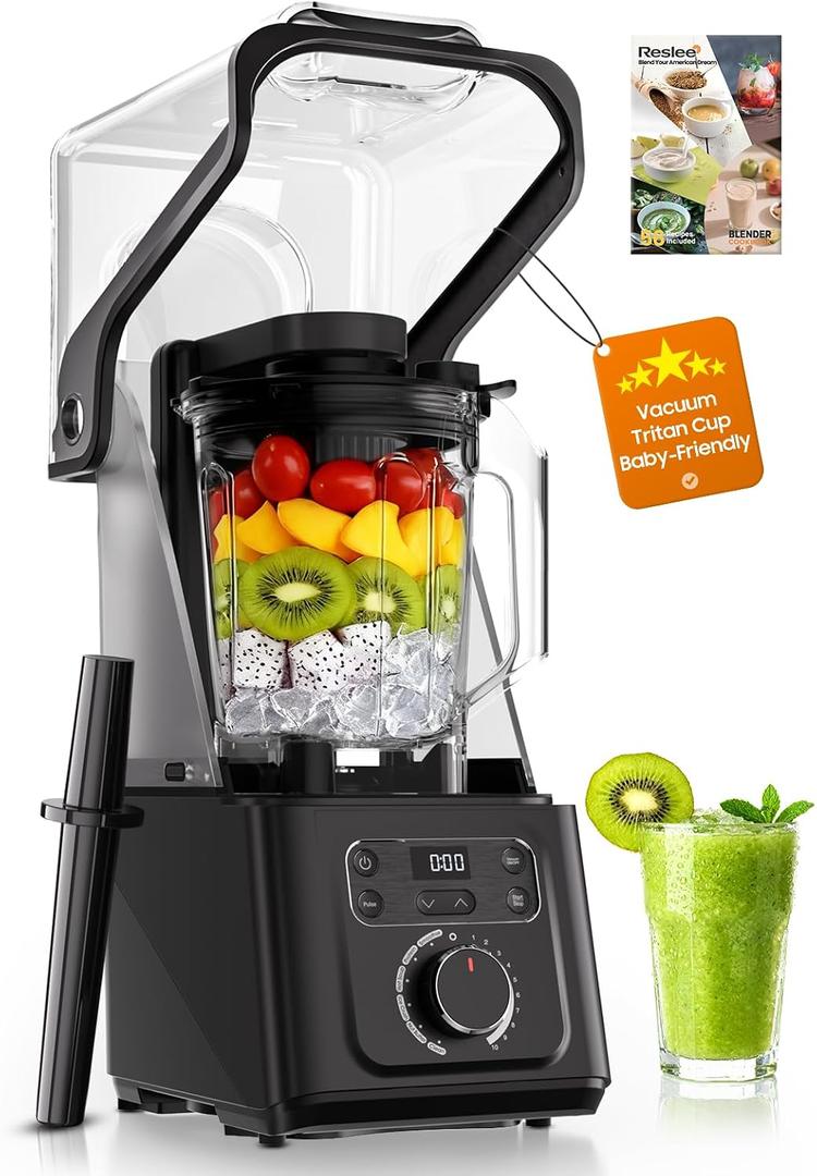 Professional Commercial Vacuum Blender with Quiet Shield, 2026 Upgraded 40000 RPM, 3000W/4HP Peak Power, 56oz Eastman Tritan Cup for Smoothie, Nut Milk, Hot Soup, Self-Clean