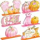 6 Pcs Thanksgiving Fall Little Pumpkin Baby Shower Decoration for Girl Wooden Thanksgiving Baby Shower Table Centerpieces a Little Pumpkin Is on The Way Table Decor Maple Tabletop for Party Supplies