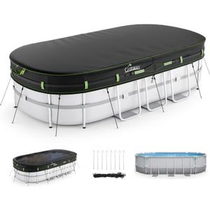 UIRWAY 18x33 FT Winter Oval Pool Cover with Reflective Strips