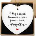 Mother of The Bride Gifts Hanging Ornament Gift for Mother of The Bride from Daughter Engagement Wedding Gifts for Parents Thank You Gift for Mom Christmas Ceramic Heart Keepsake