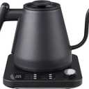 Gooseneck Electric Kettle, Variable Temp Control with 5 Presets & 5F Adjustments, 1200W Rapid Boil, 2H Keep Warm, Real-Time Temp Display, Precise Pouring, Coffee & Tea Kettle, Stainless Steel, Black