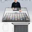 Ultra-thin 31.4 x 23.6in Portable Aluminum Card Display Case with Felt Tote Bag, High-transparency Acrylic, 3 Anti Theft Locks, Sports Trading Card Show Case for Collectible Cards Jewelry Jersey-Black