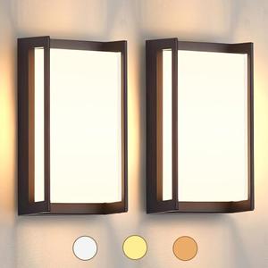 iYogaled Modern Exterior Lighting Fixtures, 3-Color Temperature Front Porch Light fixtures, IP65 Waterproof Wall Sconce,18W Rectangular Black Outdoor Wall Lights for House Walkway Stair Garage