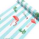 GLOW4U Peel and Stick Blue Striped Contact Paper Wallpaper Self Adhesive Vinyl Flamingo Shelf Liner for Walls Cabinets Dressser Drawer Table Desk Furniture Decal 17.7x117 Inches